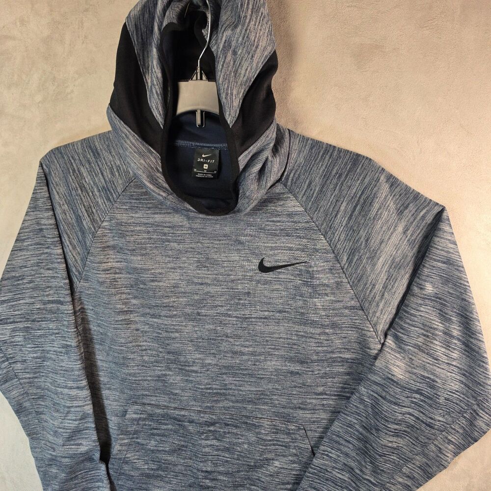 Nike Dri-FIT Spotlight Men's Pullover Hoodie Blue Black Heathered AT3236 Size M